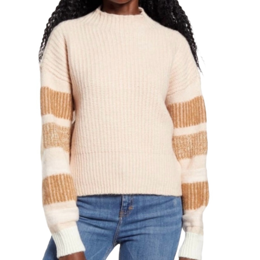 TopShop beige and tan slouchy striped sweater